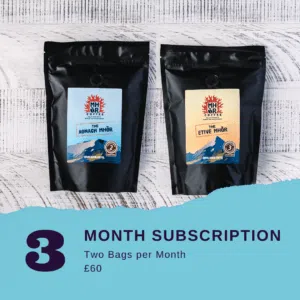 Mhor Coffee - coffee subscriptions, coffee subscription, 2 bags of coffee per month, 3 month subscription