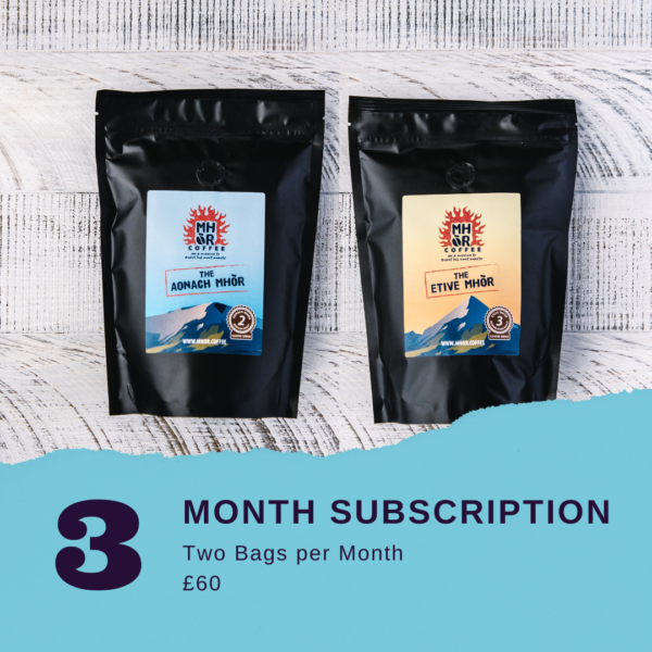 Mhor Coffee - coffee subscriptions, coffee subscription, 2 bags of coffee per month, 3 month subscription