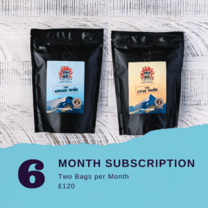 Mhor Coffee - coffee subscriptions, coffee subscription, 2 bags of coffee per month, 6 month subscription
