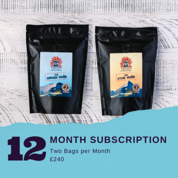 Mhor Coffee - coffee subscriptions, coffee subscription, 2 bags of coffee per month, 12 month subscription