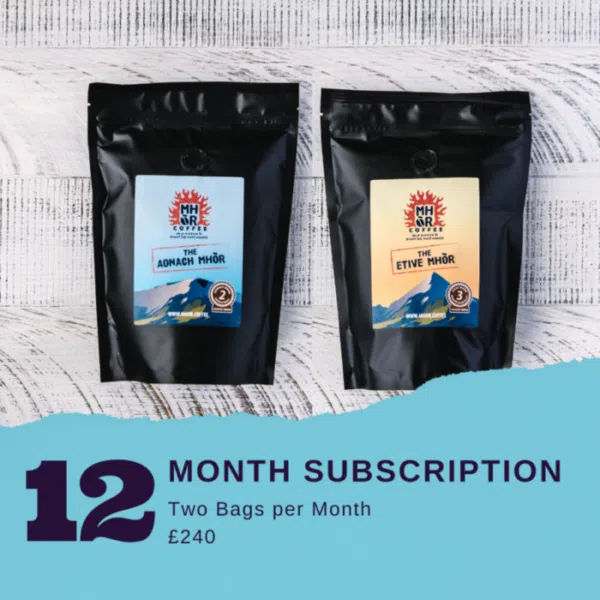 Mhor Coffee - coffee subscriptions, coffee subscription, 2 bags of coffee per month, 12 month subscription