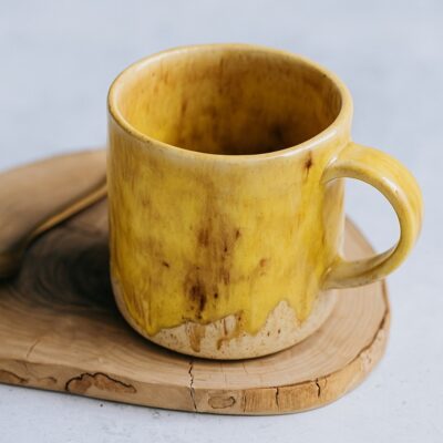 Handmade Pottery Stout Coffee Mug - Harvest Gold